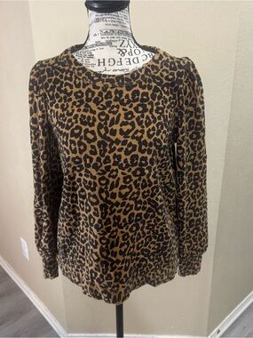 LOFT Leopard Print Long Sleeve Top - Brown & Black